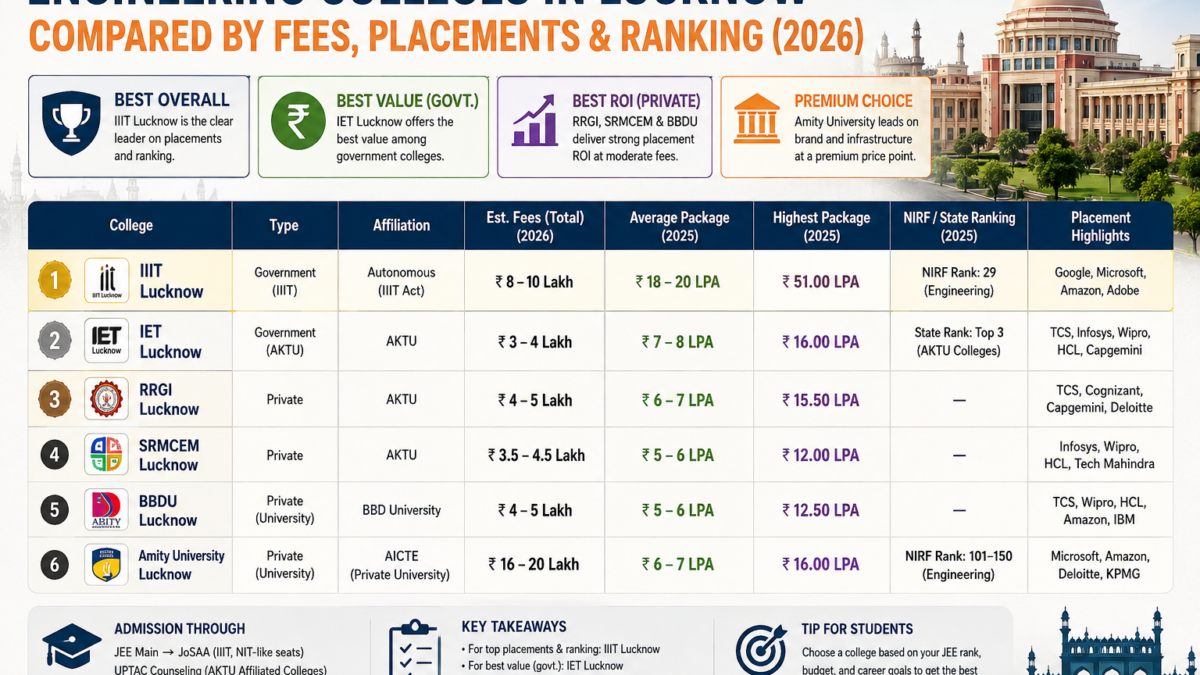 Engineering Colleges in Lucknow Compared by Fees, Placements & Ranking