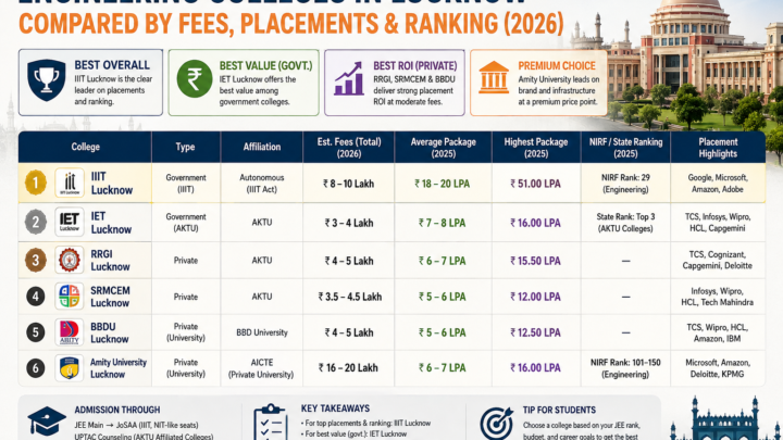Engineering Colleges in Lucknow Compared by Fees, Placements & Ranking