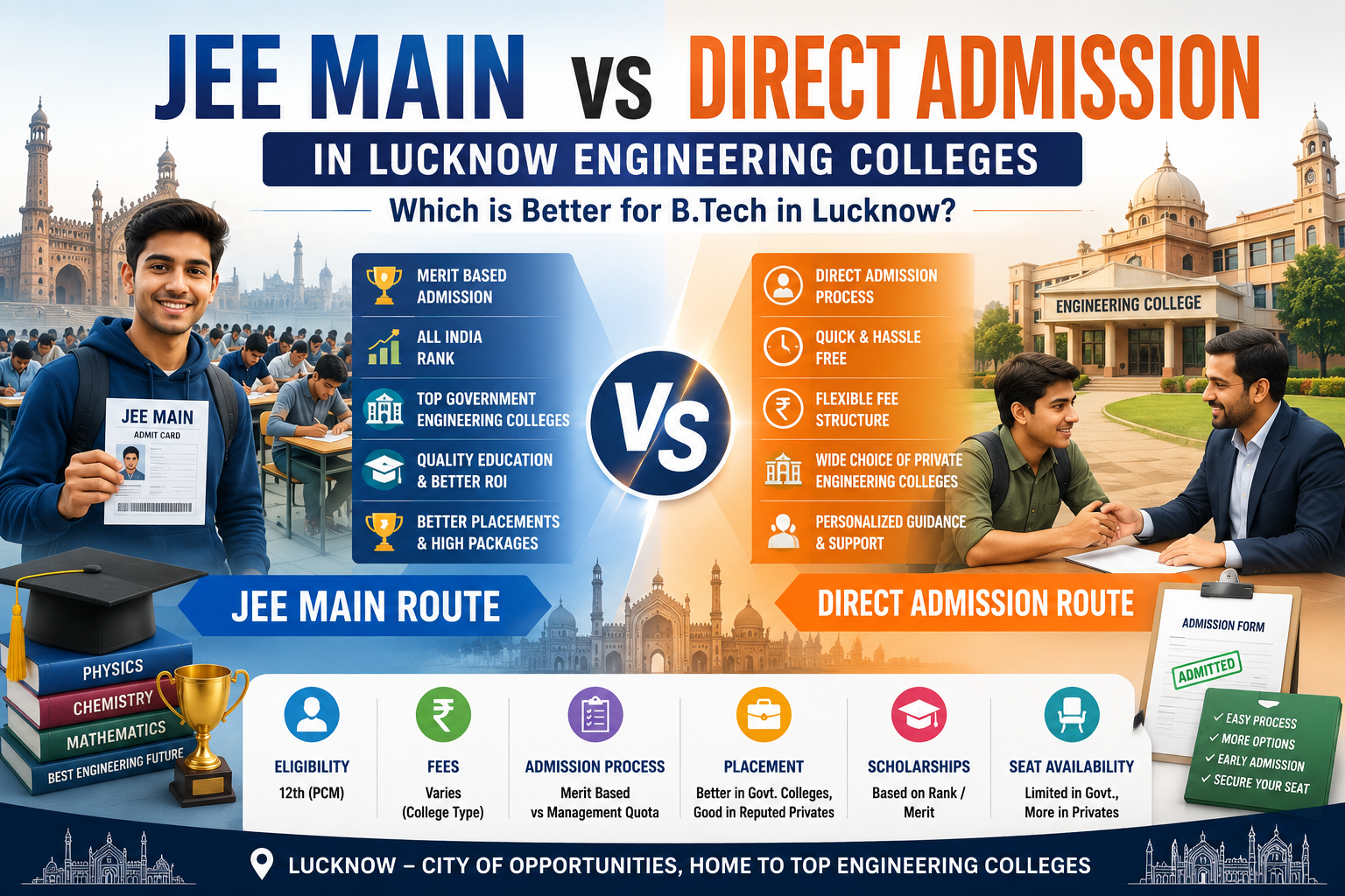 JEE Main vs Direct Admission in Lucknow Engineering Colleges